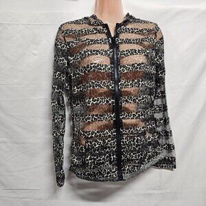 Hendi Full Zip Mesh Hoodie Jacket Women Size M/L Semi Sheer